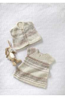 King Cole 6012 Cardigan, Dress and Gilet in Baby Pure DK (leaflet) Knitting Pattern