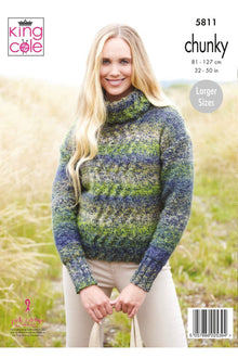 King Cole 5811 Ladies Sweaters in Autumn Chunky Knitting Pattern
