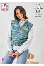 King Cole 5994 Round and V Neck Tanks in Homespun Prism DK (leaflet) Knitting Pattern