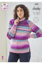King Cole 6205 Sweater and Cardigan in Hedgerow Chunky (leaflet) Knitting Pattern