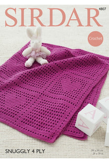 Sirdar 4807 Blanket in Snuggly 4 Ply Crochet Pattern