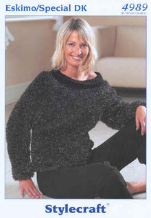 4989 Stylecraft Eskimo and Special DK Ladies Sweater Knitting Pattern