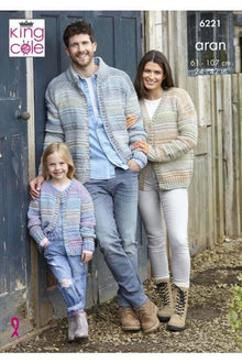 Pattern Details for King Cole 6221 Cardigans in Crescendo Aran (leaflet) Knitting Pattern