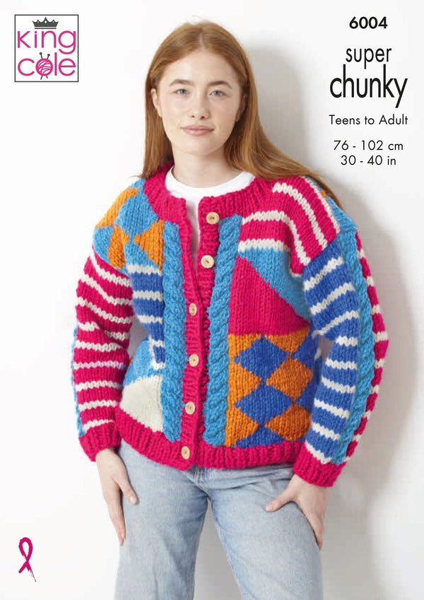 King Cole 6004 Child and Adult Sweater and Cardigan in Big Value Super Chunky (leaflet)