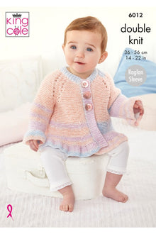 King Cole 6012 Cardigan, Dress and Gilet in Baby Pure DK (leaflet) Knitting Pattern
