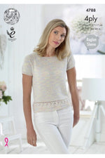 King Cole 4788 Top in Giza Cotton 4 Ply and Giza Sorbet 4 Ply Knitting Pattern