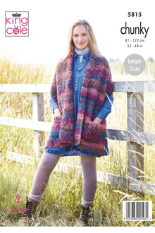 King Cole 5815 Ladies Shawls in Autumn Chunky Knitting Pattern