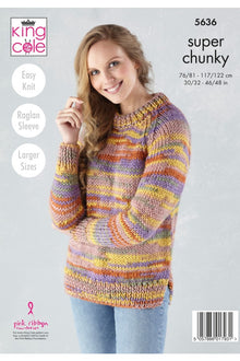King Cole 5636 Sweater and Cardigan in Quartz Super Chunky (leaflet) knitting Pattern