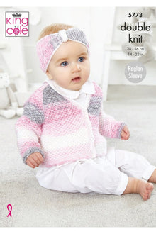 King Cole 5773 Round and V Neck Cardigans in Baby Pure DK (leaflet) Knitting Pattern