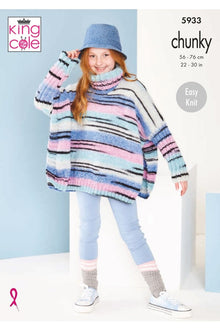 King Cole 5933 Round and Cowl Neck Ponchos in Safari Chunky (leaflet) knitting Pattern