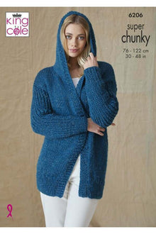 King Cole 6206 Hooded Jacket and Waistcoat in Celestial Super Chunky (leaflet) Knitting Pattern