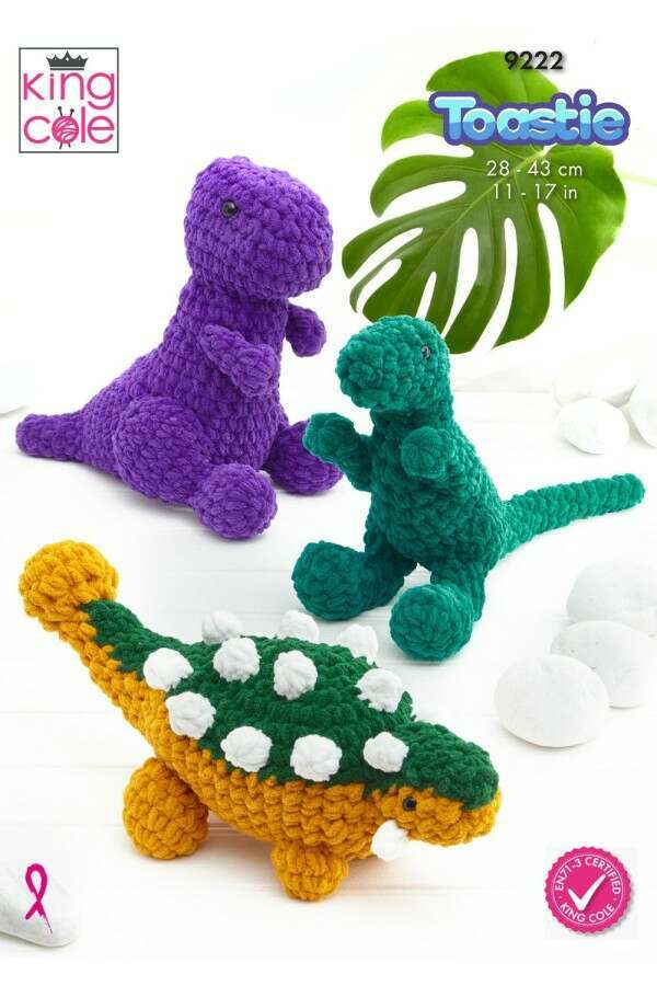 King Cole 9222 Dinosaurs in Toastie (leaflet) Crochet Pattern