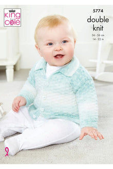 King Cole 5774 Collared and V Neck Cardigans in Baby Pure DK (leaflet) Knitting Pattern
