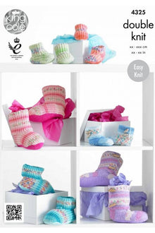 King Cole 4325 Hug Slippers in in Drifter for Baby DK and Comfort DK (leaflet) Knitting Pattern