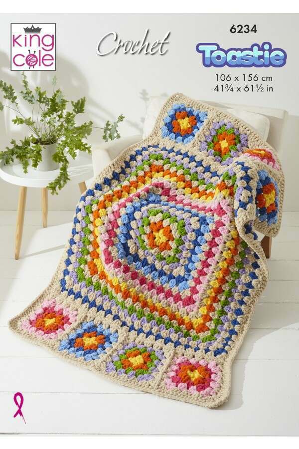 King Cole 6234 Blankets in Toastie (leaflet) Crochet Pattern