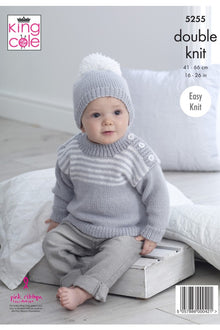King Cole 5255 Sweaters and Hats in Big Value Baby DK 50g (leaflet) Knitting Pattern