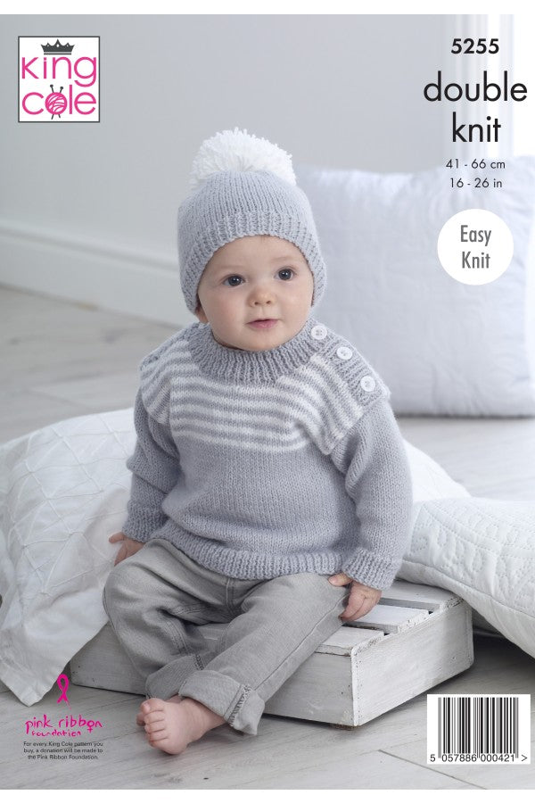 King Cole 5255 Sweaters and Hats in Big Value Baby DK 50g (leaflet) Knitting Pattern