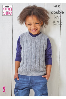 King Cole 6155 Sweater and Slipover in Simply Denim DK Knitting Pattern