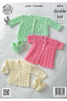 King Cole 4214 Baby Matinee Coats, Cardigan and Shoes in Comfort DK (leaflet) Knitting Pattern