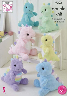 King Cole 9202 Cuddly Dinosaurs in Yummy and Dollymix DK (leaflet) Knitting Pattern