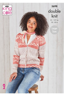 King Cole 5698 V Neck Cardigan and Waistcoat in Fjord DK (leaflet) Knitting Pattern