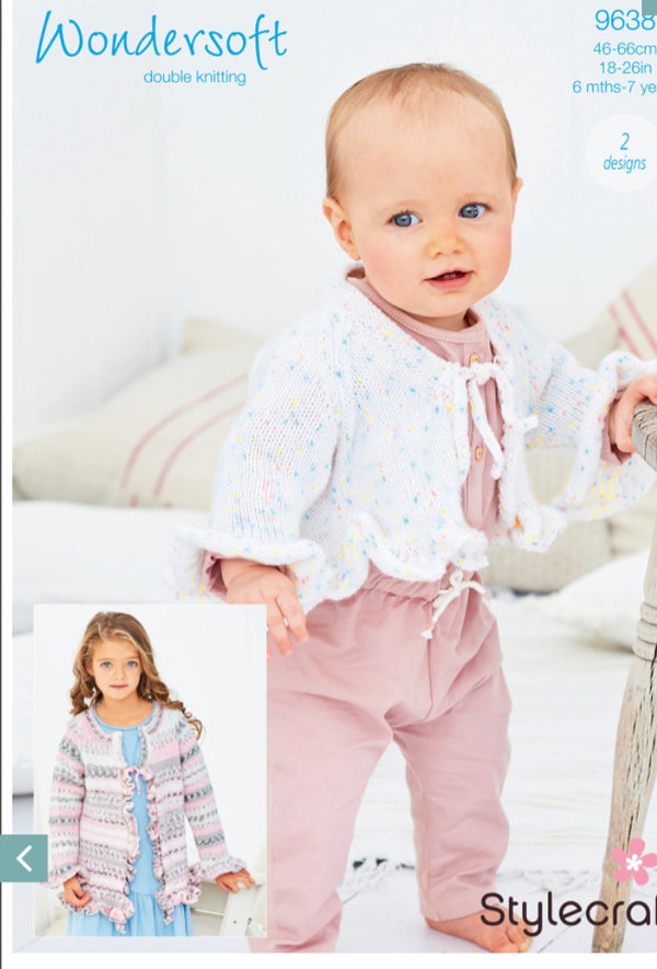 9638 Stylecraft Children’s Cardigans Wondersoft Double Knitting Pattern