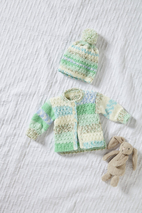 King Cole 6049 Dress, Jacket, Hat and Blanket in Cosy Love Aran Knitting Pattern