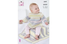 King Cole 6049 Dress, Jacket, Hat and Blanket in Cosy Love Aran Knitting Pattern