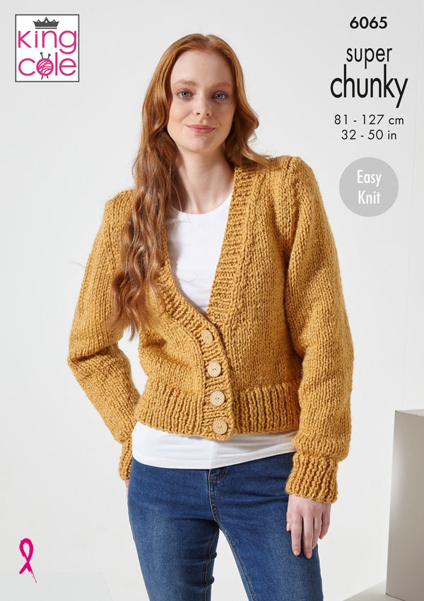 King Cole 6065 Cardigan and Waistcoat in Celestial Super Chunky Knitting Pattern
