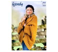 5914 Wendy Aran - Shawl Collar Wrap Knitting Pattern