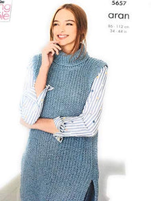5657 King Cole Ladies Tabards Aran Pattern