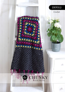 DYP312 Crochet Blanket using Chunky  Knitting Yarn Pattern