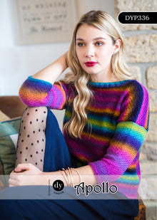 DYP336 Ladies Double Knitting Jumper Pattern, size 33-42ins self striping yarn, Double Knitting/8Ply Pattern