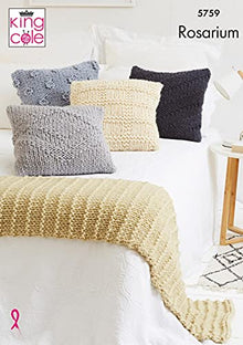 5759 king Cole Rosarium Mega Super Chunky Cushion & Bed Runner Knitting Pattern