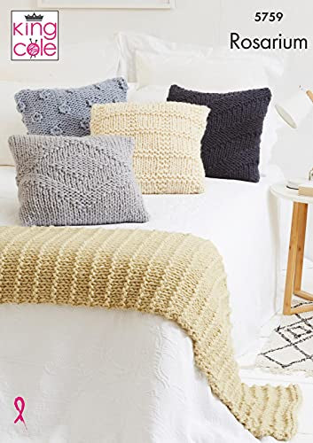 5759 king Cole Rosarium Mega Super Chunky Cushion & Bed Runner Knitting Pattern