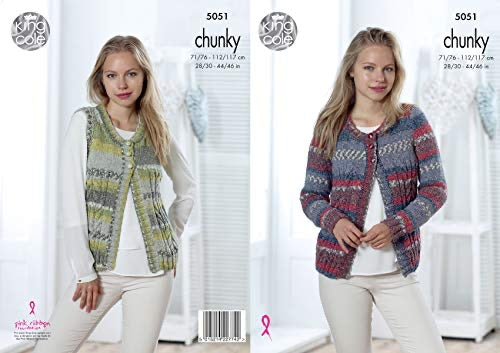 5051 King Cole Cardigan & Waistcoat Knitted in Drifter Chunky Knitting Pattern