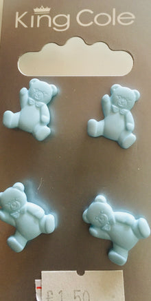 King Cole Buttons Blue Teddy Bears