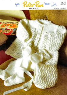 P831 Peter Pan Babies 4ply Pram Set Knitting Pattern