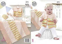 4975 King Cole Baby Jacket, Hat, Shoes and Blanket 4ply Knitting Pattern