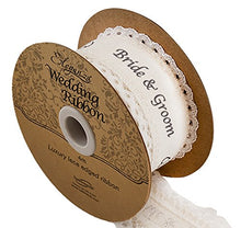 Eleganza Wedding Bride & Groom Ribbon with lace edge cream and Black 38mm sold by the metre