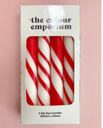 CANDY CANE LANE Dip Dye Dinner Candle Set of 4
