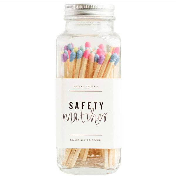 Small Rainbow Safety Matches - Glass  Jar (contains 60 matches) luxury matches, coloured matches, candle matches