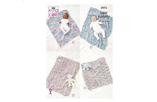 5973 King Cole Blankets in Super Yummy Knitting Pattern