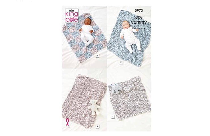 5973 King Cole Blankets in Super Yummy Knitting Pattern Love Me