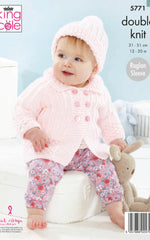 5771 King Cole Coat, Top & Hat in Baby Safe DK Knitting Pattern