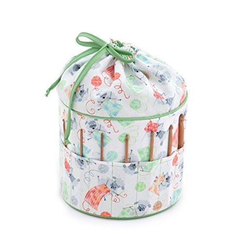 Hobby Gift 'Knitting Sheep' Drawstring Crochet Bag - Filled with Bamboo Crochet Hooks! 20 x 20 x 25cm