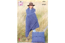 5959 King Cole Blanket, Floor Cushion and Bed Runner in Wool Aran Knitting Pattern