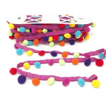28mm Pom Pom Fringe Trim - All Colours - Per Metre