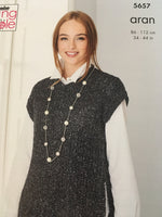 5657 King Cole Ladies Tabards Aran Pattern