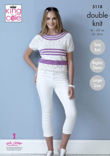 5118 King Cole Tops Knitted in Cottonsoft Candy & Cottonsoft Double Knitting Pattern